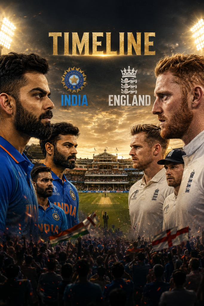 India National Cricket Team vs England Cricket Team Timeline