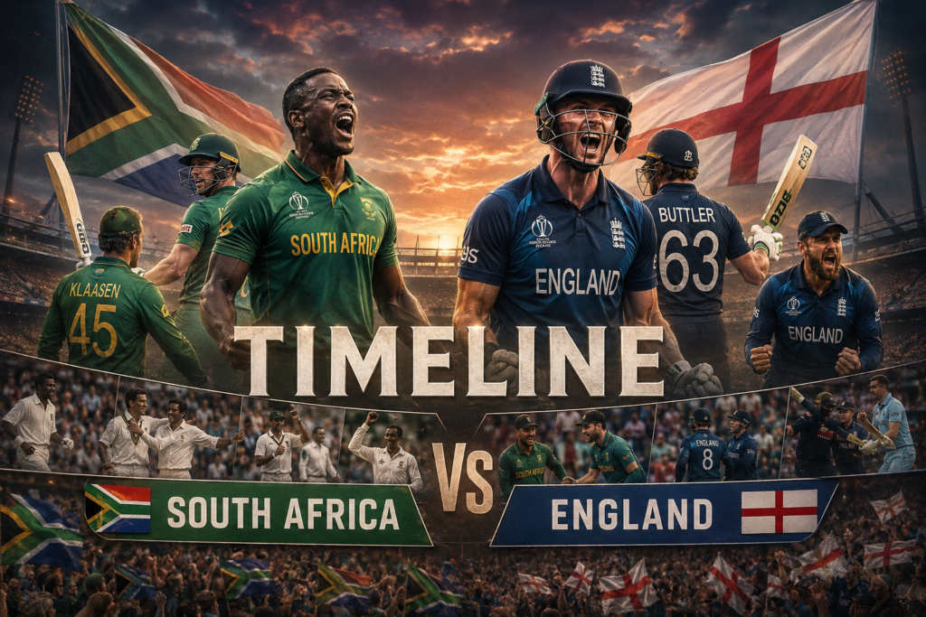 South Africa National Cricket Team vs England Cricket Team Timeline